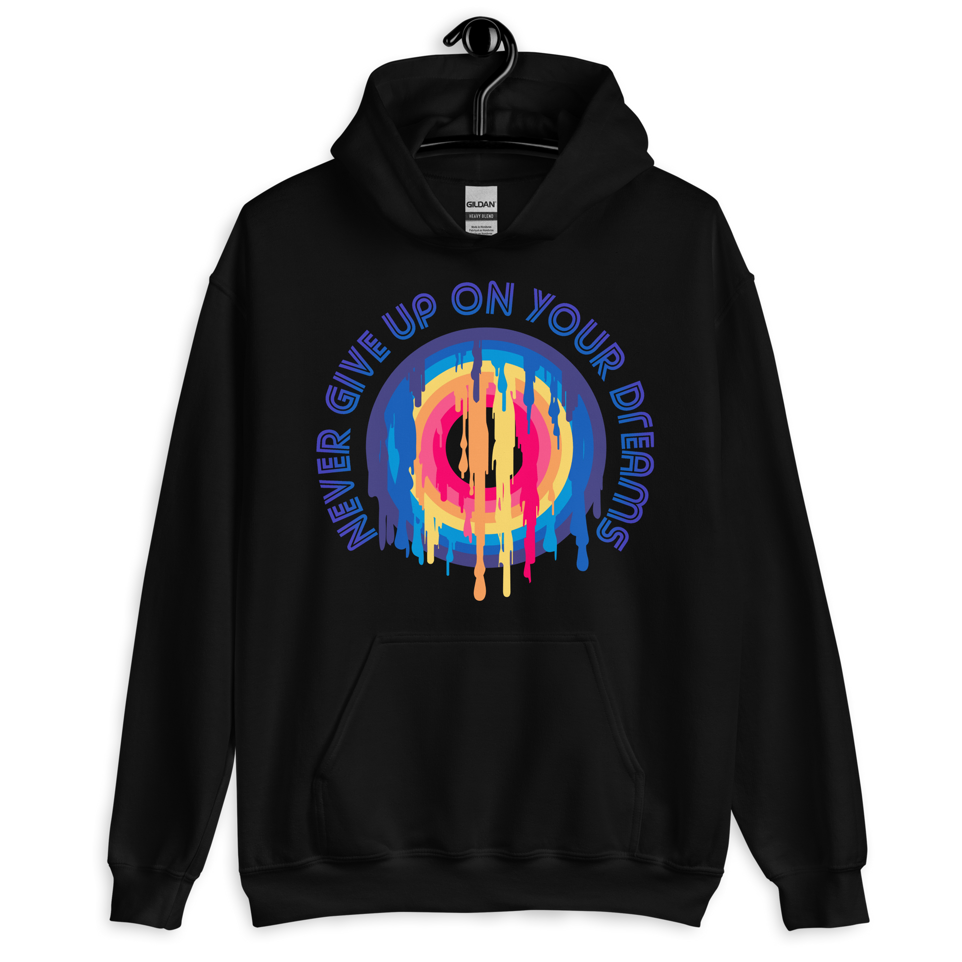 ICSAR:  Unisex Hoodie "Never give up on your dreams" -- Fun Ones, Unisex