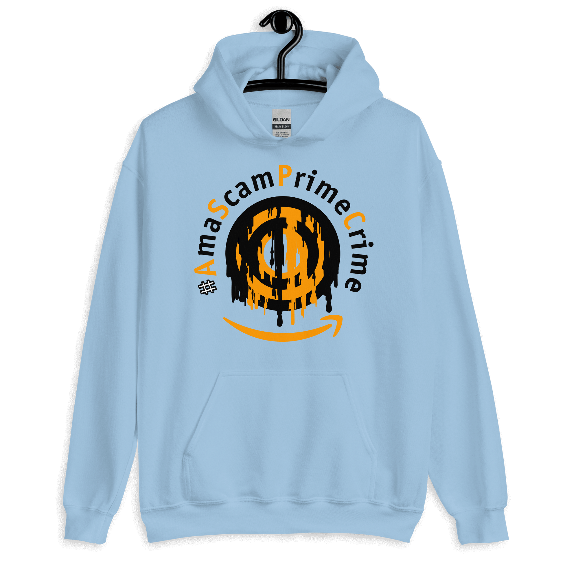 ICSAR:  Unisex Hoodie "#AmaScamPrimeCrime" -- Hashtags, Unisex