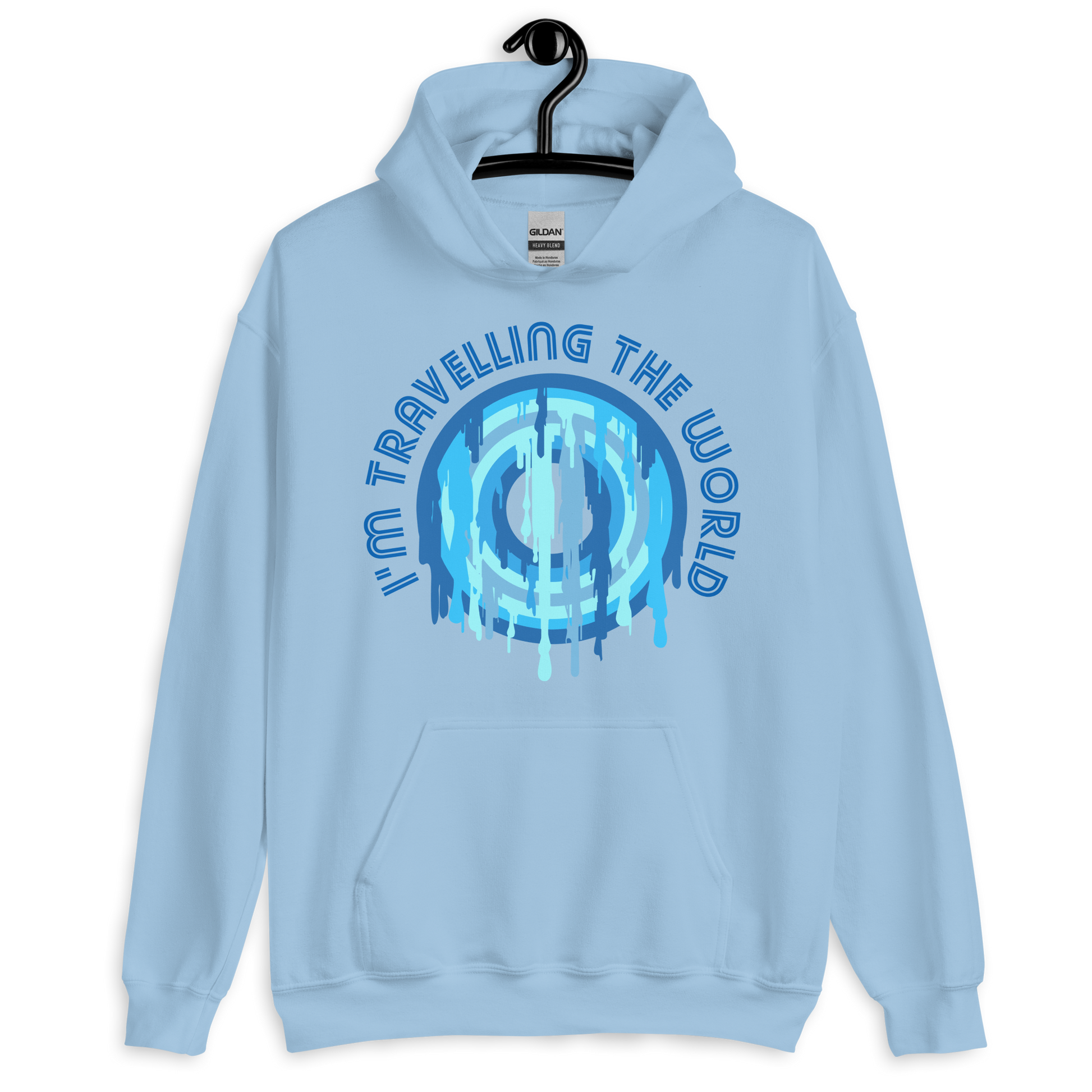 ICSAR:  Unisex Hoodie "I am travelling the world" -- Fun Ones, Unisex