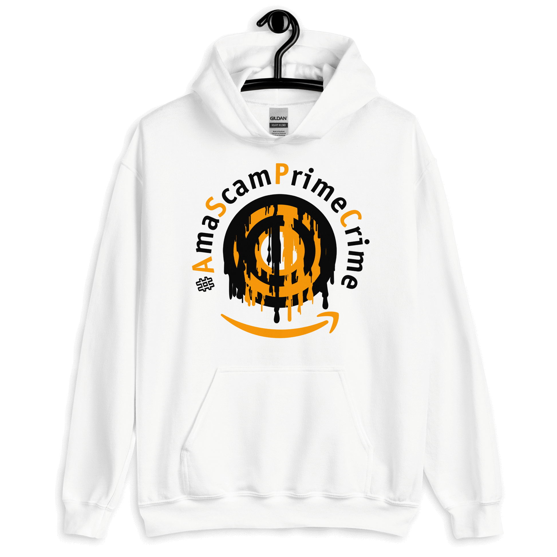 ICSAR:  Unisex Hoodie "#AmaScamPrimeCrime" -- Hashtags, Unisex