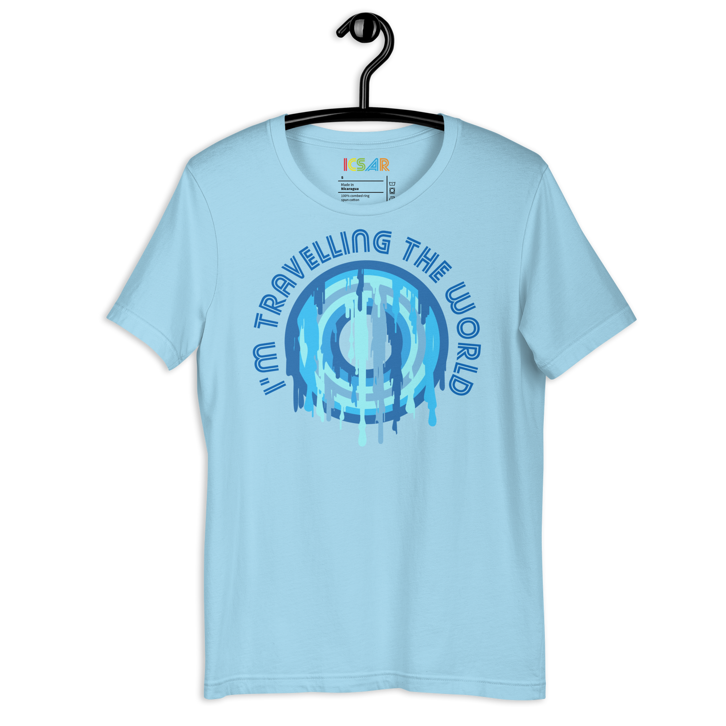 ICSAR:  Unisex T-Shirt "I am travelling the world" -- Home block 2, Unisex