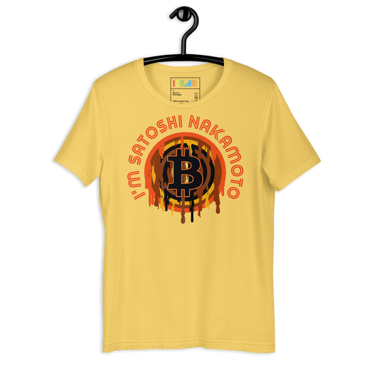 ICSAR:  Unisex T-Shirt "I am Satoshi Nakamoto" -- Home Block 2, Unisex